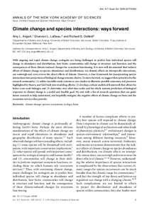 Ann. N.Y. Acad. Sci. ISSNA N N A L S O F T H E N E W Y O R K A C A D E M Y O F SC I E N C E S Issue: Climate Change and Species Interactions: Ways Forward  Climate change and species interactions: ways forwar