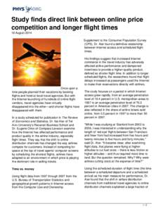 Study finds direct link between online price competition and longer flight times