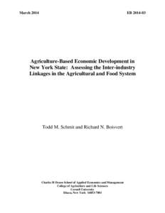 Agriculture-Based Economic Development in New York State:  Assessing the Inter-industry Linkages in the Agricultural and Food System