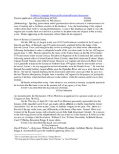 Southern Campaign American Revolution Pension Statements Pension application of Ezra Morrison S13956 fn24Ga. Transcribed by Will Graves[removed]Methodology: Spelling, punctuation and/or grammar have been corrected in so