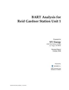 BART Analysis for Reid Gardner Station Unit 1 Prepared for  NV Energy