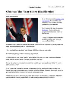Obama: The Year Since His Election - Political Hotsheet - CBS News