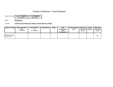 Proactive Disclosure - Travel Expenses Period Covered: from (YYYY-MM-DD[removed]