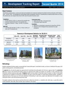 Development Tracking Report  Second Quarter 2014 Community Planning, Housing & Development