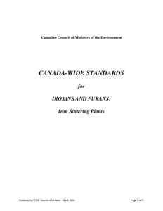 Pollution / Immunotoxins / Chemistry / Chemical engineering / Polychlorinated dibenzodioxins / Incineration / Air pollution / Canadian Council of Ministers of the Environment / Polychlorinated dibenzofurans / Organochlorides / Persistent organic pollutants / Environment