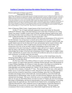 Southern Campaign American Revolution Pension Statements & Rosters Pension application of Turner Lane S1916 Transcribed by Will Graves f26VA[removed]