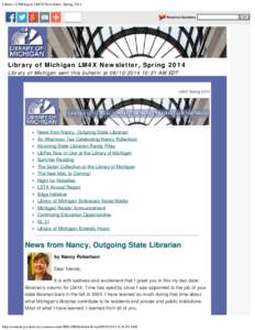 Library of Michigan LM4X Newsletter, Spring 2014