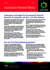 Ausgabe 34	  German Australian Pension News Änderungen an den Regeln für die australische Rente für