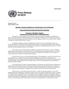 Press Release SCSecurity Council