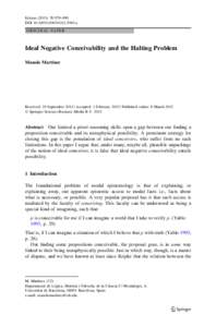 Erkenn[removed]:979–990 DOI[removed]s10670[removed]x ORIGINAL PAPER Ideal Negative Conceivability and the Halting Problem Manolo Martı´nez