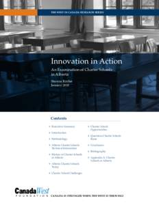 The West in Canada Research Series  Innovation in Action An Examination of Charter Schools in Alberta Shawna Ritchie