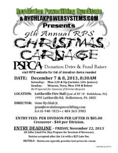 Revolution Powerlifting Syndicate & RYCHLAKPOWERSYSTEMS.COM Presents 9th Annual RPS