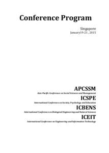 Conference Program Singapore January19-21 , 2015  APCSSM