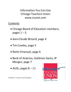 Information You Can Use Chicago Teachers Union www.ctunet.com Contents  Chicago Board of Education members, pages 1 – 3