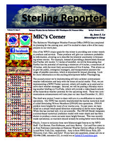 Sterling Reporter Volume 12, Issue 2 National Weather Service Baltimore MD/Washington DC Forecast Office  MIC’s Corner