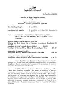 立法會 Legislative Council LC Paper No. LS71[removed]Paper for the House Committee Meeting on 30 April 2004 Legal Service Division Report on