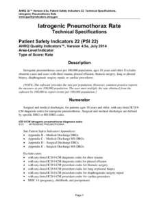 Iatrogenic Pneumothorax Rate - Patient Safety Indicators #22 Technical Specifications