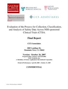 Evaluation of the Process for Collection, Classification, and Analysis of Safety Data Across NIH-Sponsored Clinical Trials