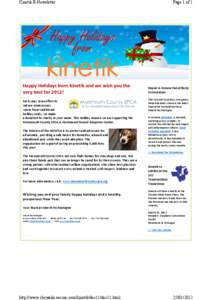 Kinetik E-Newsletter  Happy Holidays from Kinetik and we wish you the  very best for 2012! Each year, in an effort to  reduce unnecessary