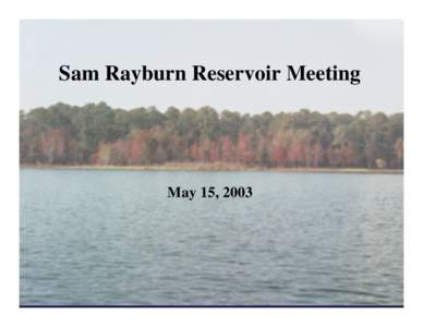 Sam Rayburn Reservoir Meeting  May 15, 2003 Presentation Outline • Project Team