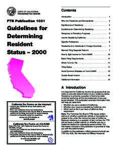 STATE OF CALIFORNIA FRANCHISE TAX BOARD Contents Introduction . . . . . . . . . . . . . . . . . . . . . . . . . . . . . . . . . 1