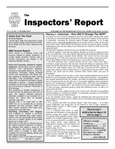 The  Inspectors’ Report VOL 14 NO. 1 WINTER[removed]Notes from The Chair