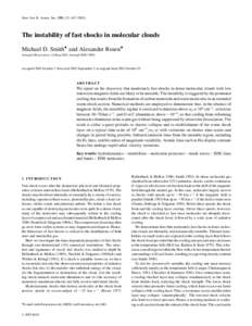 Mon. Not. R. Astron. Soc. 339, 133–The instability of fast shocks in molecular clouds Michael D. Smith and Alexander Rosen Armagh Observatory, College Hill, Armagh BT61 9DG