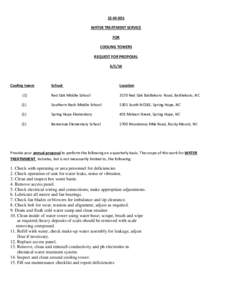 15-M-001 WATER TREATMENT SERVICE FOR COOLING TOWERS REQUEST FOR PROPOSAL[removed]