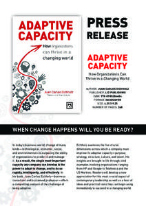 PRESS  RELEASE ADAPTIVE CAPACITY How Organizations Can