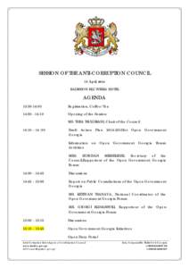 SESSION OF THE ANTI-CORRUPTION COUNCIL 14 April, 2014 RADISSON BLU IVERIA HOTEL AGENDA 13:30-14:00