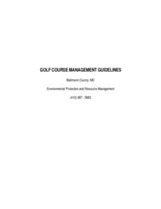 Golf Course Management Guidelines