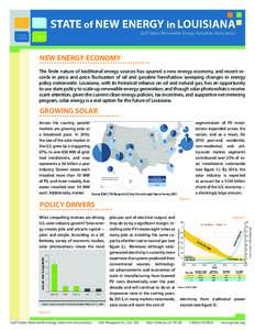 STATE of NEW ENERGY in LOUISIANA Gulf States Renewable Energy Industries Association NEW ENERGY ECONOMY The finite nature of traditional energy sources has spurred a new energy economy, and recent records in price and pr