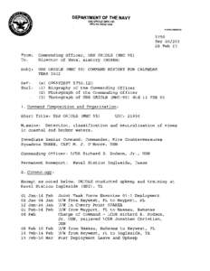 DEPARTMENT OF THE NAVY USS ORIOLE (MHC-55) FPO AA[removed]IN REPLY REFER TO:  5750