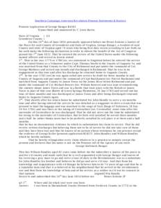 Southern Campaign American Revolution Pension Statements & Rosters Pension Application of George Hanger R4565 Transcribed and annotated by C. Leon Harris State of Virginia } S.S Greenbrier County }