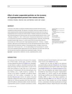 Q IWA Publishing 2007 Journal of Water and Health | 05.4 | Effect of water suspended particles on the recovery of Cryptosporidium parvum from tomato surfaces