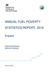 ANNUAL FUEL POVERTY STATISTICS REPORT, 2016 England Statistical Release: National Statistics