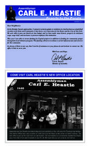 Assemblyman  CARL E. HEASTIE Reports to the People WINTER 2014