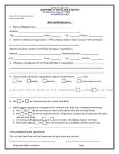 Division of Food Safety and Inspection  STATE OF NEW YORK DEPARTMENT OF AGRICULTURE & MARKETS 10B Airline Drive, Albany,NYwww.agriculture.ny.gov