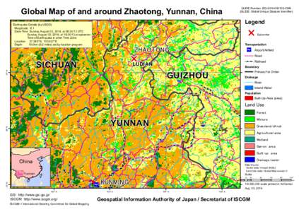 Global Map of and around Zhaotong, Yunnan, China  GLIDE Number: EQ[removed]CHN (GLIDE: Global Unique Disaster Identifier)  ®