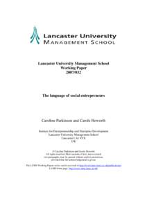 Social entrepreneurship / Entrepreneur / Business / Economics / Alex Nicholls / Inclusive entrepreneurship / Entrepreneurship / Social enterprise / Social economy