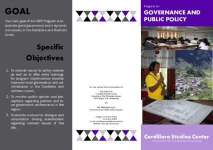 Program for  GOAL GOVERNANCE AND PUBLIC POLICY