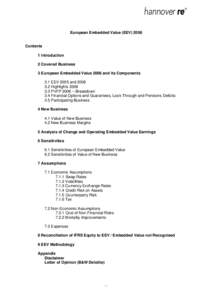 Economics / European Embedded Value / Present value of new business premiums / Embedded value / Annual premium equivalent / Financial economics / Hannover Re / Valuation / Hanover / Actuarial science / Insurance / Business