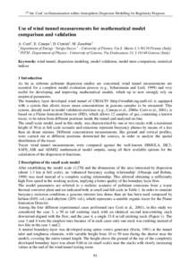 7th Int. Conf. on Harmonisation within Atmospheric Dispersion Modelling for Regulatory Purposes  8VHRIZLQGWXQQHOPHDVXUHPHQWVIRUPDWKHPDWLFDOPRGHO FRPSDULVRQDQGYDOLGDWLRQ A. Corti1, E. Canepa2, D. Contini1, M. Zan