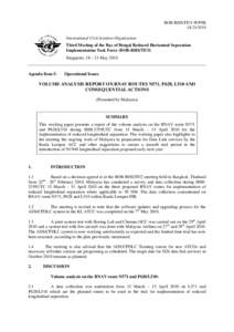 BOB-RHS/TF/3–WP[removed]International Civil Aviation Organization Third Meeting of the Bay of Bengal Reduced Horizontal Separation Implementation Task Force (BOB-RHS/TF/3) Singapore, 18 – 21 May 2010