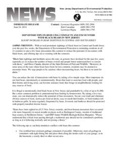 New Jersey Department of Environmental Protection P. O. Box 402, Trenton, New Jersey[removed]www.state.nj.us/dep Bob Martin, Commissioner  IMMEDIATE RELEASE