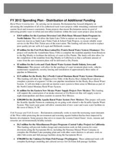 FY 2012 Spending Plan Distribution of Funding Descriptions