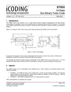 S7000 16-State Duo-Binary Turbo Code Version 1.0.1 – 8th Nov[removed]Data Brief