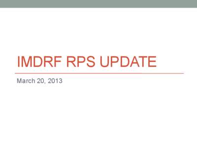 IMDRF - Presentation - IMDRF RPS Update