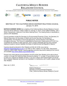 Public Notice: Meeting of the California-Mexico Border Relations Council