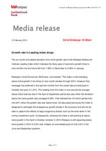 A division of Westpac Banking Corporation ABN[removed]Media release Strict Embargo 10:30am  19 February 2014